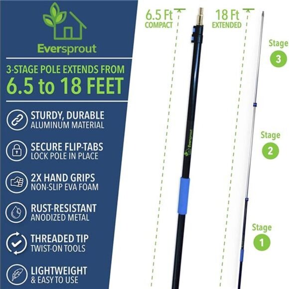 6.5-to-18 Foot Telescopic Extension Pole (25 Ft Reach) pole only - Picture 7 of 7